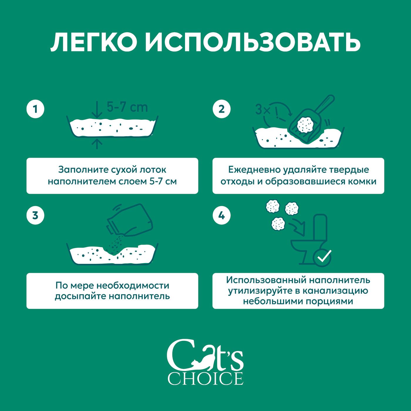 Растительный комкующийся наполнитель Cat's choice с pH-индикатором 6л/2,5 кг — фото 6