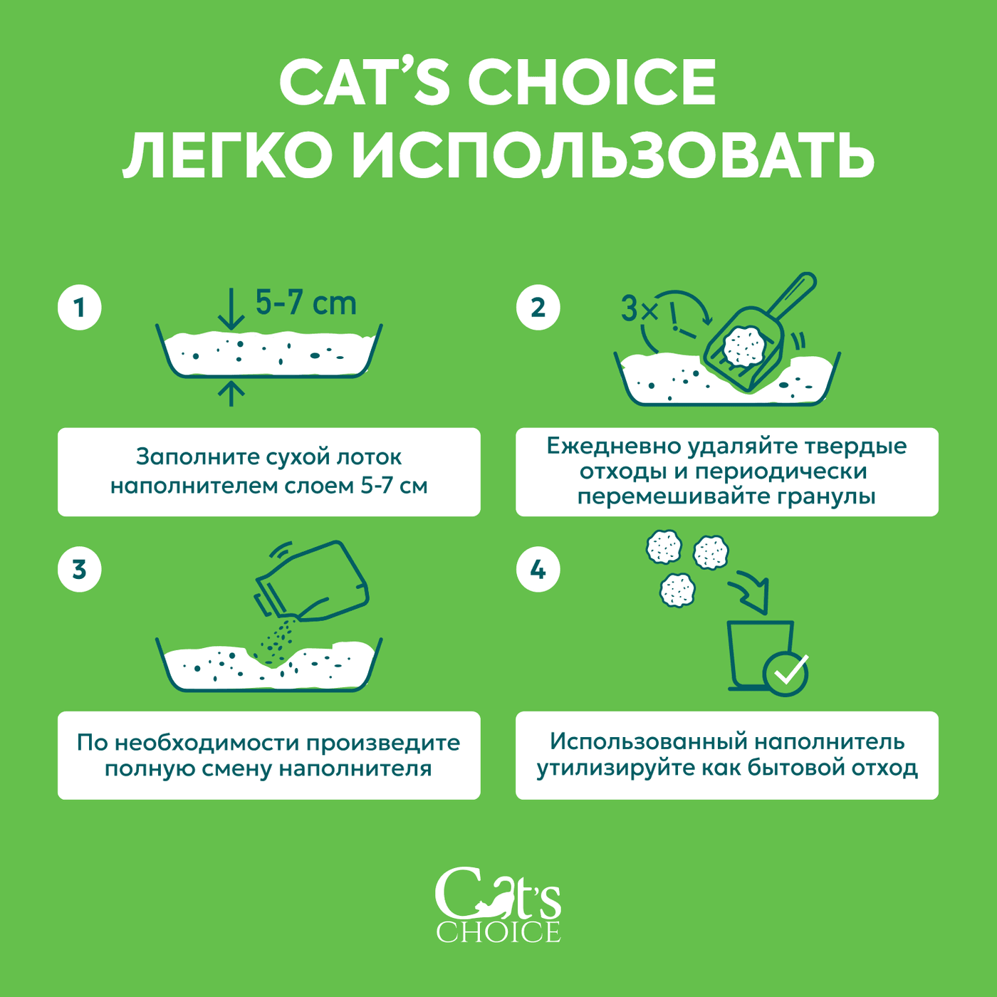Древесный впитывающий наполнитель Cat's choice 16 л/4 кг — фото 5
