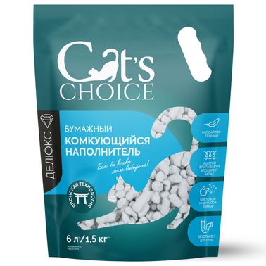 Бумажный комкующийся наполнитель Cat's choice с цветовым индикатором комка 6 л/1,5 кг